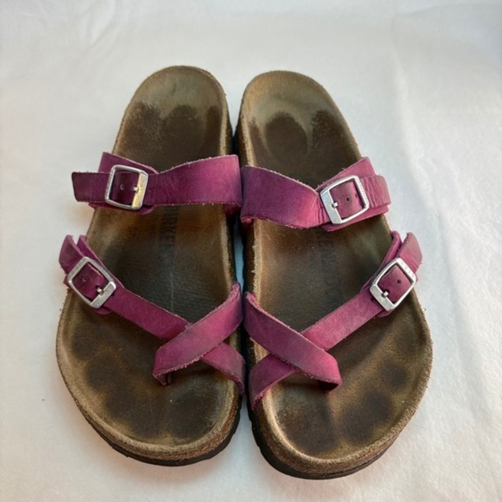Birkenstock Mayari Magenta Purple Oiled Leather Sandals Womens 36